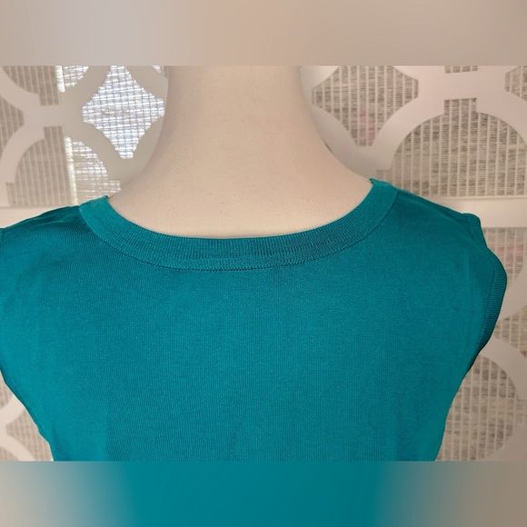 Ming Wang Turquoise Sleeveless Tank Top Medium Knit Aqua Blue Designer Sweater - Picture 6 of 10